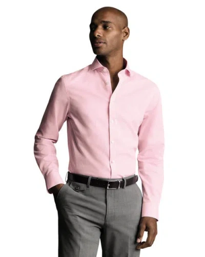 Charles Tyrwhitt Non-iron Poplin Bengal Stripe Shirt In Pink