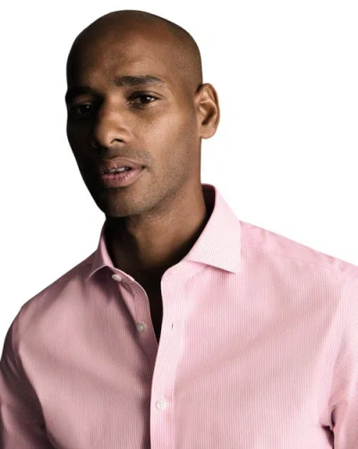 Charles Tyrwhitt Non-iron Poplin Bengal Stripe Shirt In Pink