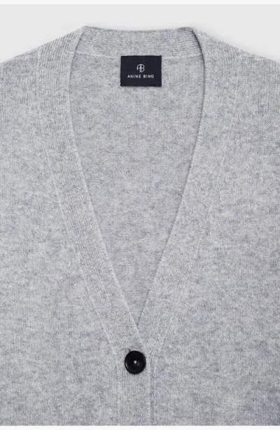 Anine Bing Boxy Grey Cashmere Cardigan With Button Closure In Gray