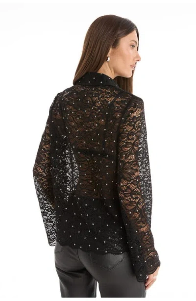 The Noli Shop Jena Lace Button Up Shirt In Black