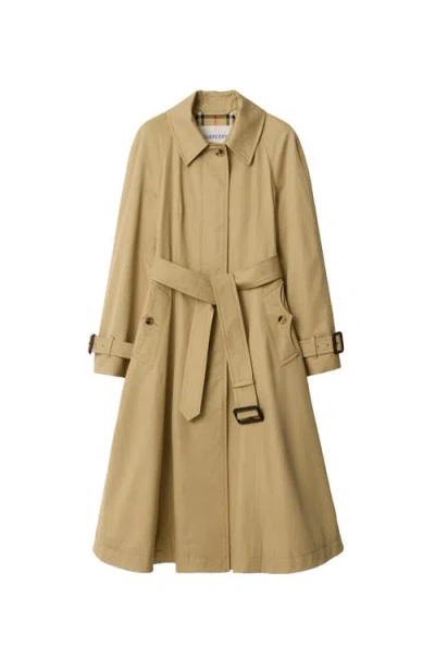 Burberry Long Gabardine Ellingham Fit-and-flare Car Coat In Green