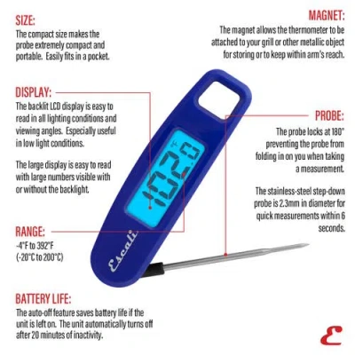 Escali Compact Folding Digital Thermometer In Blue