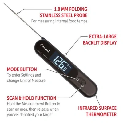 Escali Infrared Surface And Folding Probe Digital Thermometer In Black