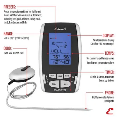 Escali Wireless Thermometer And Timer In Multi