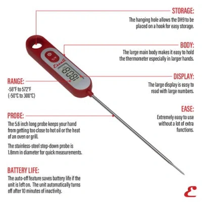 Escali Digital Long Stem Thermometer In Red