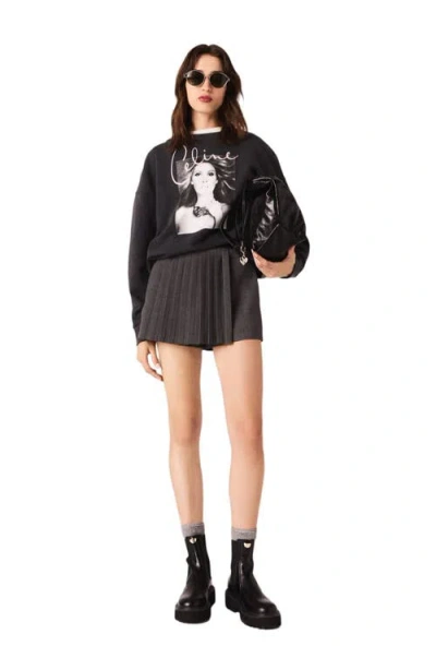 Maje Womens Grey Celine Dion Graphic-print Cotton Sweatshirt In Gray