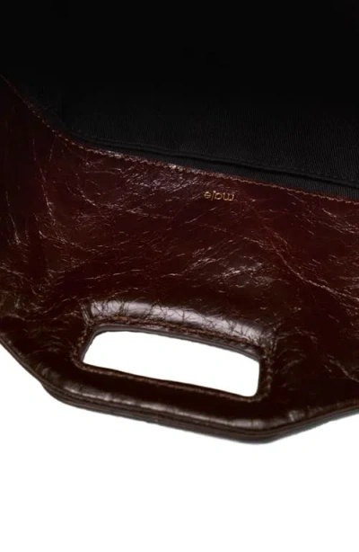 Maje Womens Dark Brown Miss M Crackled-leather Shoulder Bag