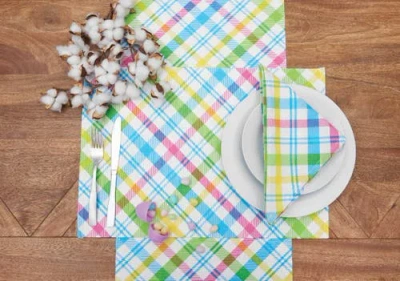 C & F Home C&f Home Spring Blossom Easter Plaid Printed Placemats Set Of 6 Springtime, 13" X 19" In Multi