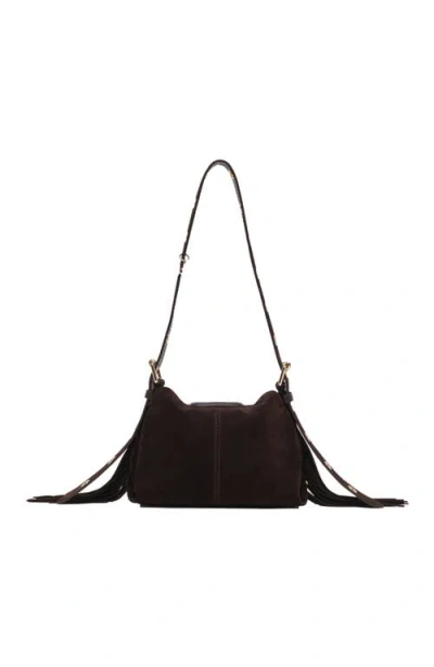 Maje Womens Grey Miss M Mini Suede Shoulder Bag In Brown