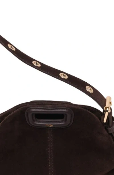 Maje Womens Grey Miss M Mini Suede Shoulder Bag In Brown