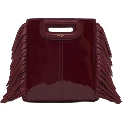 Maje Womens Dark Brown Mini M Mini Crackled Leather Bag In Burgundy