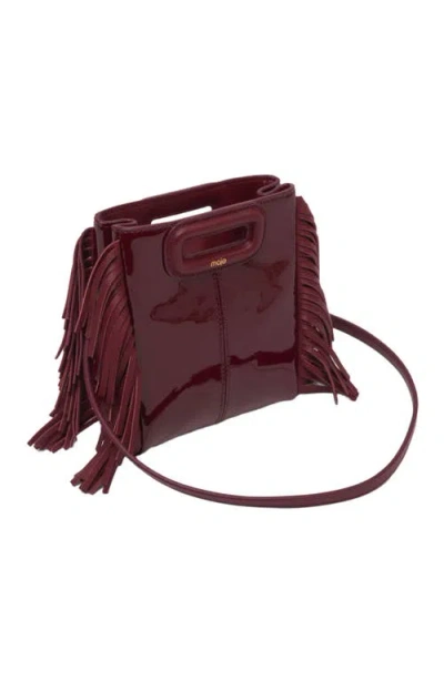 Maje Womens Dark Brown Mini M Mini Crackled Leather Bag In Burgundy