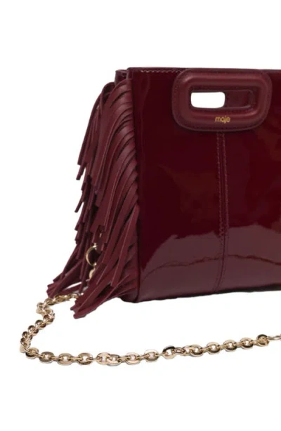 Maje Womens Dark Brown Mini M Mini Crackled Leather Bag In Burgundy
