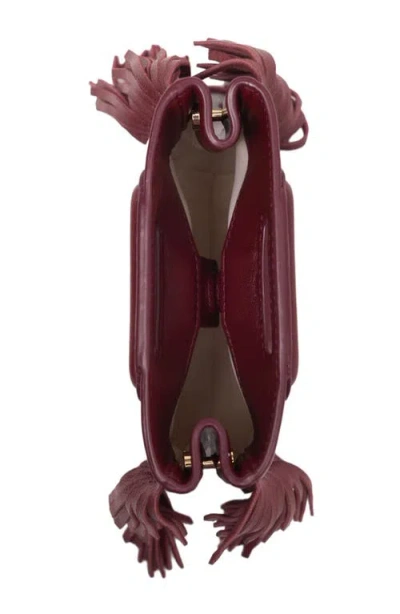 Maje Womens Dark Brown Mini M Mini Crackled Leather Bag In Burgundy