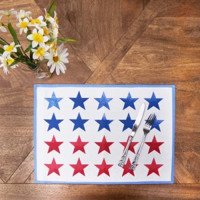 C & F Home C&f Home Red White & Pow Placemats Set Of 6, 14" X 20" In Blue