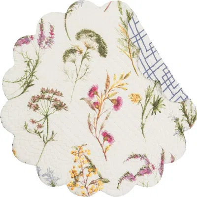 C & F Home C&f Home Genevieve Floral Flowers Botanical Round Cotton Quilted Spring Summer Placemats, Set Of 6,  In Multi