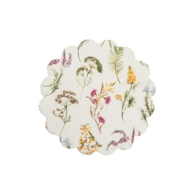 C & F Home C&f Home Genevieve Floral Flowers Botanical Round Cotton Quilted Spring Summer Placemats, Set Of 6,  In Multi