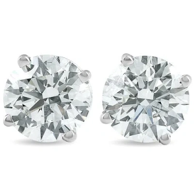 Bliss Diamond 2 Ct Tw Round Lab Grown Diamond Studs 14k Gold With Screw Backs In Silver
