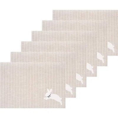 C & F Home C&f Home White Bunny Hop Stripe Placemats Set Of 6, 14" X 20" In Neutral