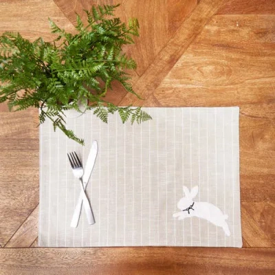 C & F Home C&f Home White Bunny Hop Stripe Placemats Set Of 6, 14" X 20" In Neutral