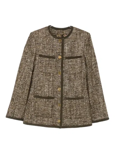 Golden Goose Coffee-colored Wool Tweed Jacket In Brown