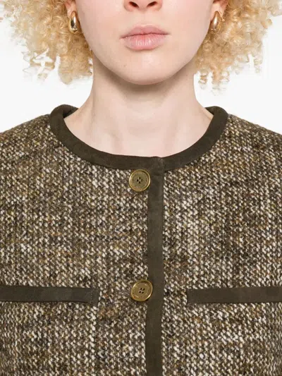 Golden Goose Coffee-colored Wool Tweed Jacket In Brown