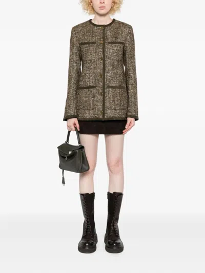 Golden Goose Coffee-colored Wool Tweed Jacket In Brown