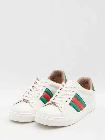 Gucci Ace Leather Low-top Sneakers In White