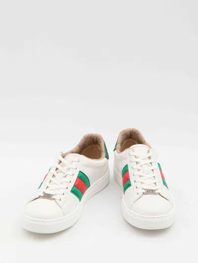 Gucci Ace Leather Low-top Sneakers In White