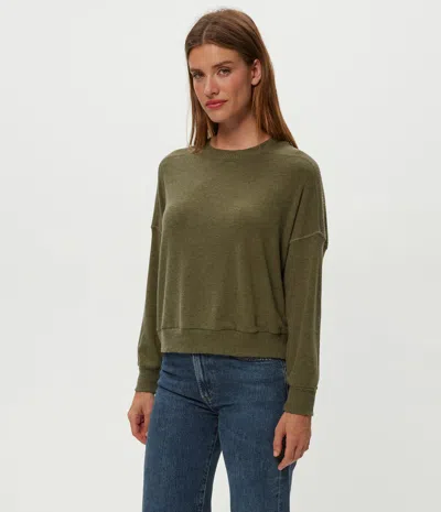 Michael Stars Marty Drop Shoulder Pullover In Green