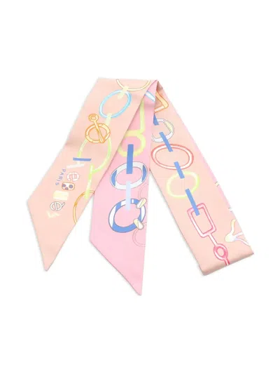 Pre-owned Hermes 1920 Do Re Boucles Twilly Scarf In Neutral