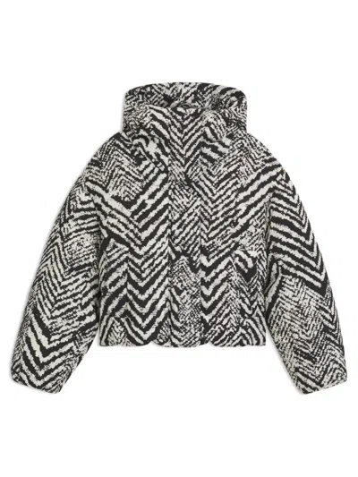 Hugo Boss Womens Open Miscellaneous Herringbone-print Padded Shell-down Jacket In Black