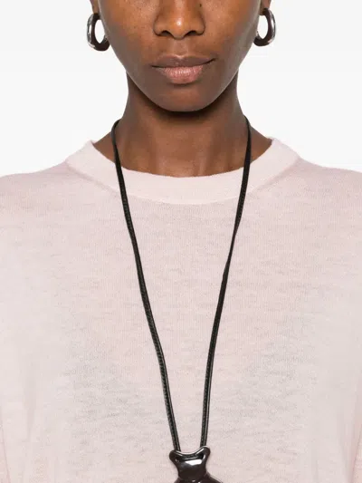 120% Lino Round-neck Long-sleeve Sweater In Pink