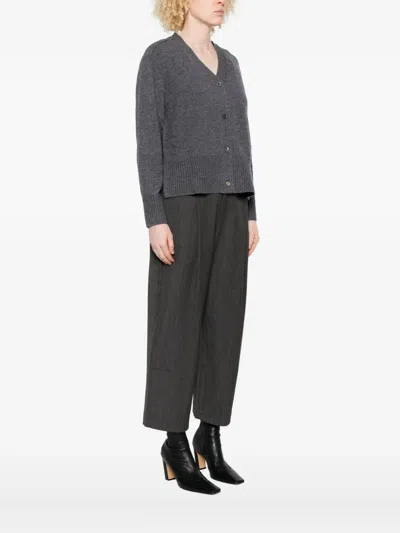 Yerse V-neck Ribbed Cardigan In Gray