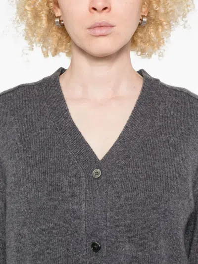 Yerse V-neck Ribbed Cardigan In Gray