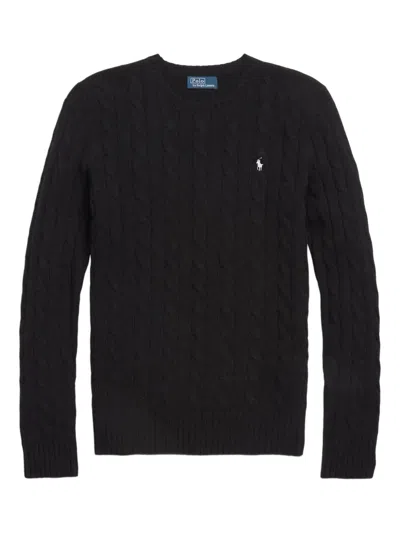 Polo Ralph Lauren Cable Wool And Cashmere Crewneck Jumper In Black
