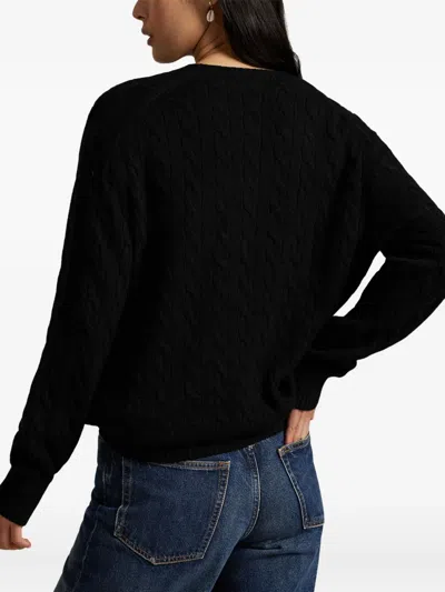 Polo Ralph Lauren Cable Wool And Cashmere Crewneck Jumper In Black