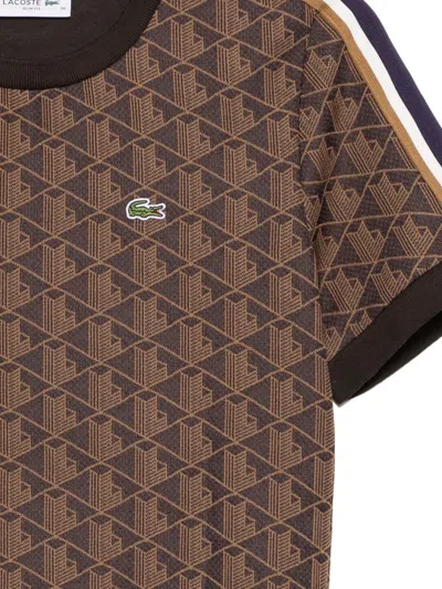 Lacoste Monogram T-shirt In Brown