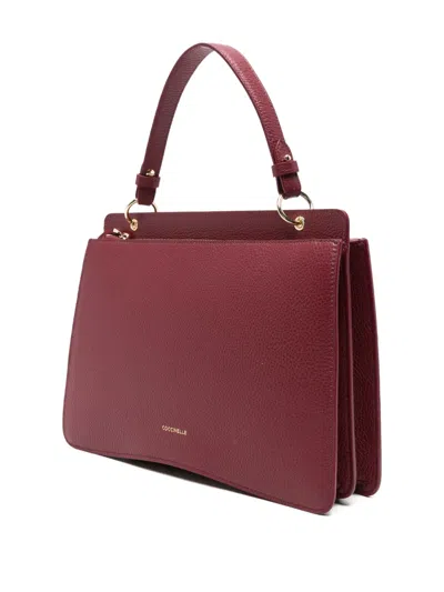 Coccinelle Curved-c Leather Shoulder Bag In Red