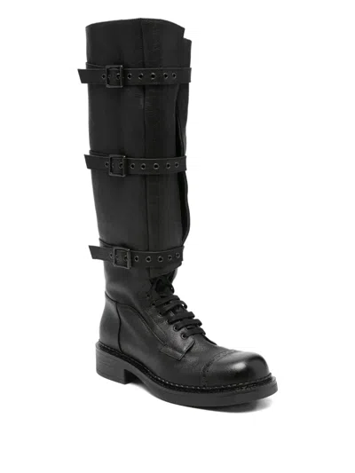 P.a.r.o.s.h Buckle-strap Lace-up Boots In Animal Print