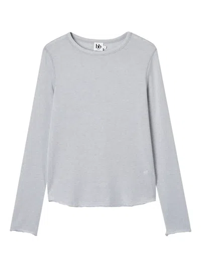 B+ab Raw-edge Long-sleeved T-shirt In Gray