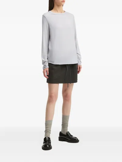 B+ab Raw-edge Long-sleeved T-shirt In Gray