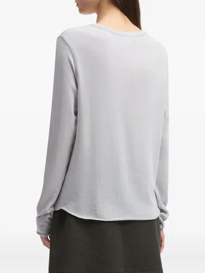 B+ab Raw-edge Long-sleeved T-shirt In Gray