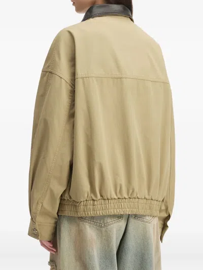 Tout A Coup Collared Elasticated Jacket In Brown