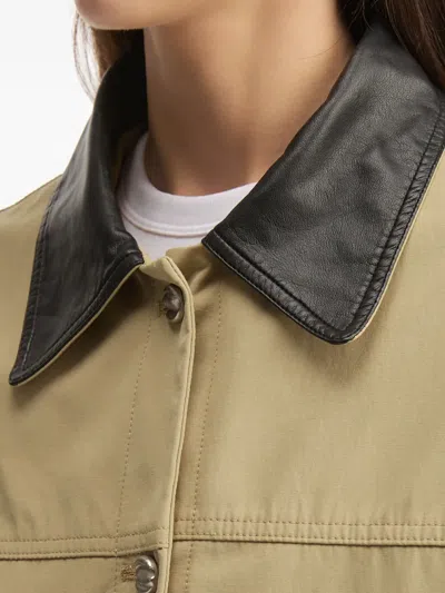 Tout A Coup Collared Elasticated Jacket In Brown