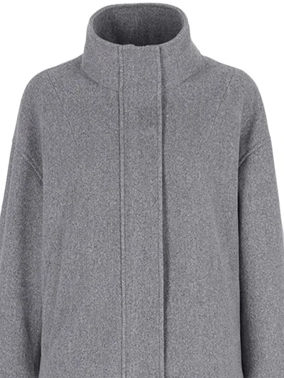 Conte Of Florence High-neck Zip-front Jacket In Gray