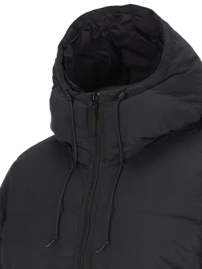 Stone Island Blue Down Jacket With Drawstring Hood And Logo Patch On The Sleeve In Tech Fabric Man In Black