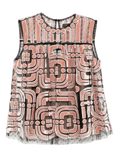 几何形印花马甲