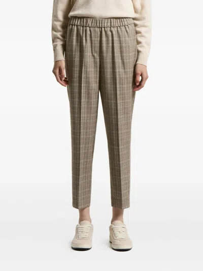 Peserico Check-pattern Trousers In Gray