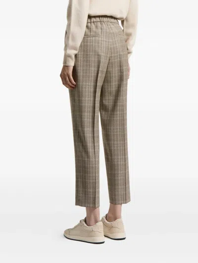 Peserico Check-pattern Trousers In Gray